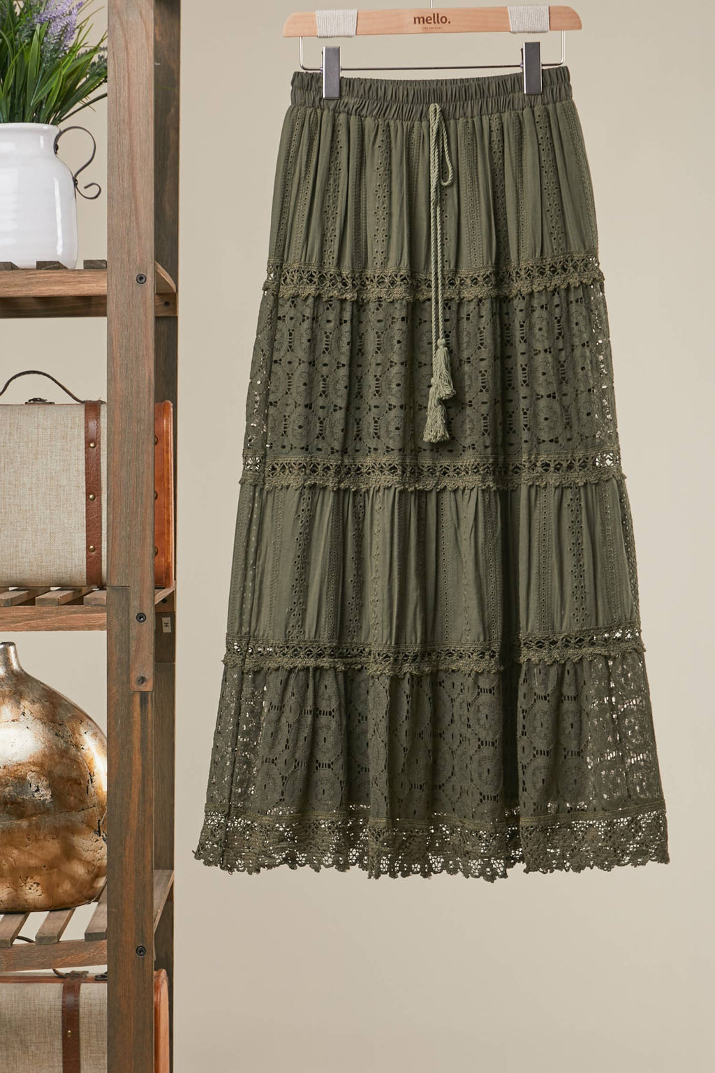 Lace Maxi Skirt - Olive