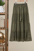 Lace Maxi Skirt - Olive