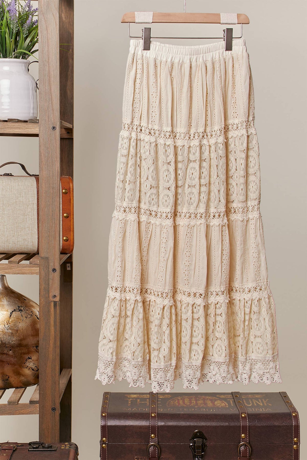 Lace Maxi Skirt: Ivory