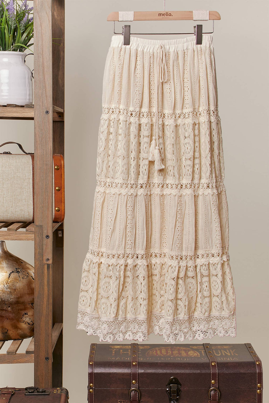 Lace Maxi Skirt: Ivory