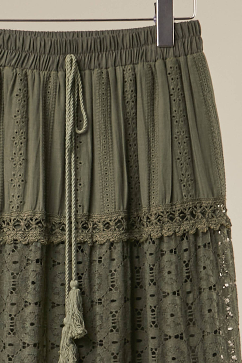 Lace Maxi Skirt - Olive