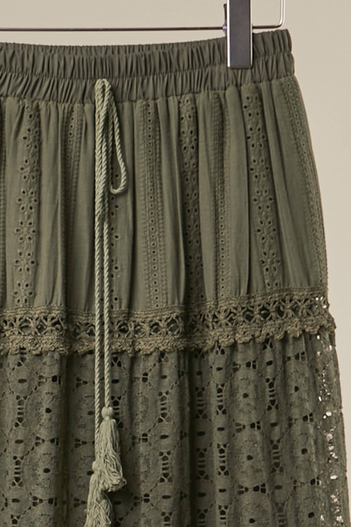 Lace Maxi Skirt - Olive