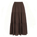 Western Vintage Lining Layered Denim Skirt - Brown