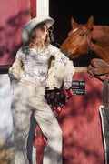 Western Vintage Toile Fitted Tee - Sand